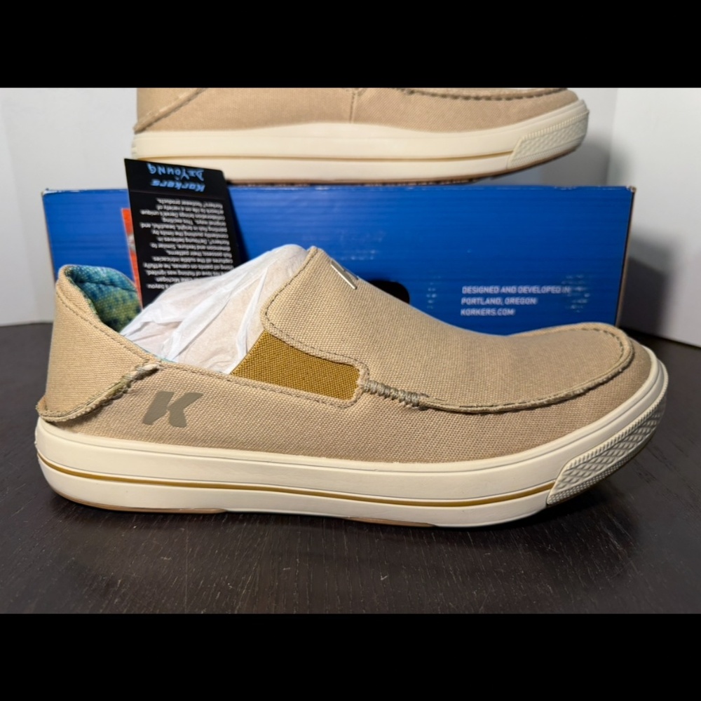 Korkers Fish Moc Bass Slip On Loafer Shoes Beige Mens 12